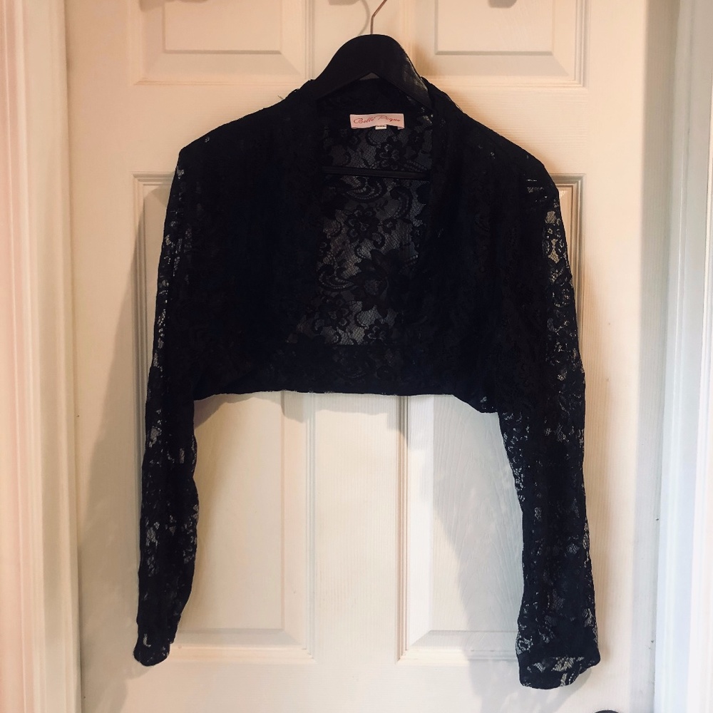 Black Plus Size Lace Shrug